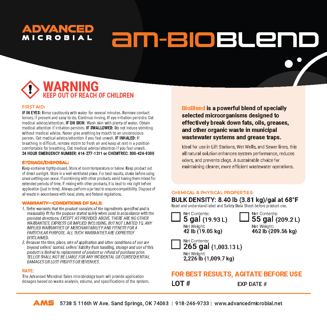 AMS Product Label AM-BioBlend