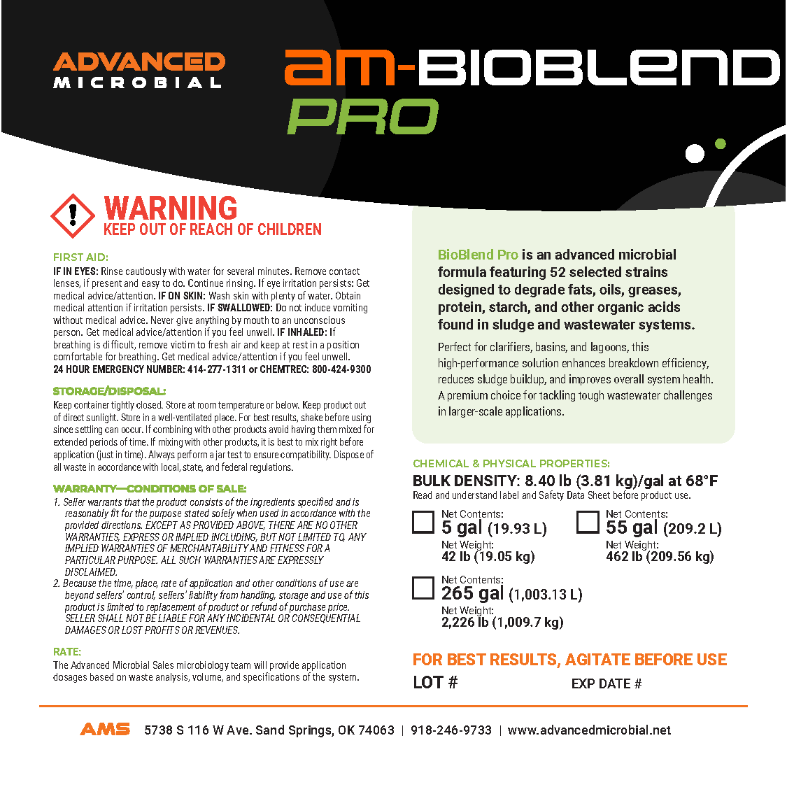 AMS Product Label AM-BioBlend Pro