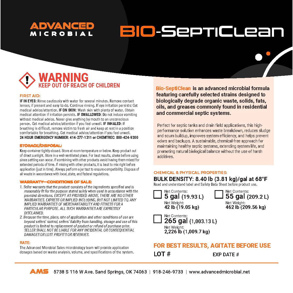 AMS Product Label Bio-SeptiClean