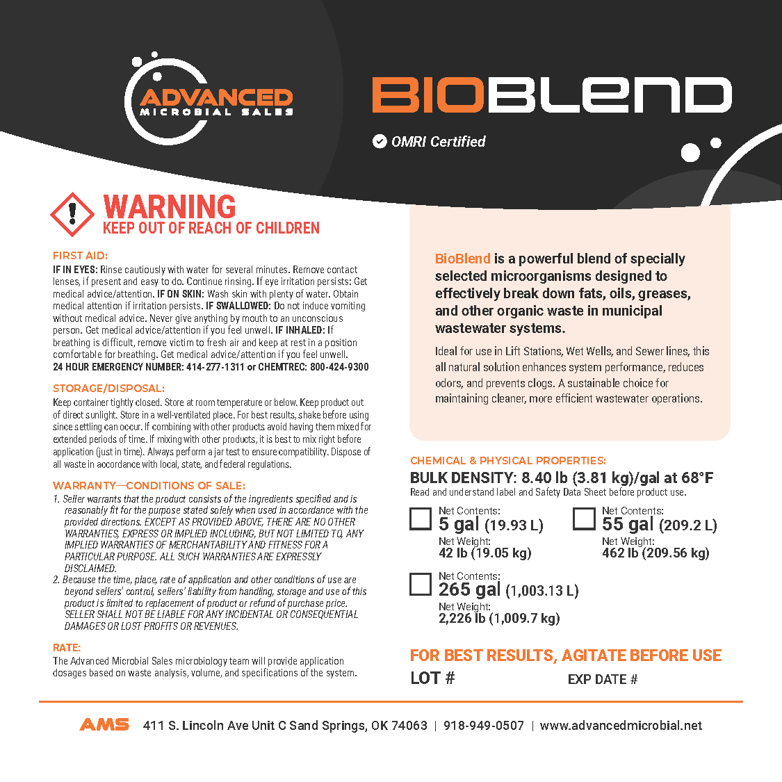 AMS ProductLabel BioBlend