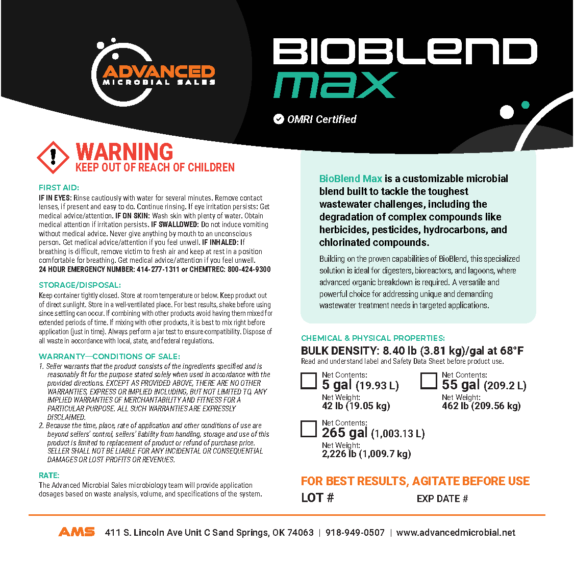 AMS ProductLabel BioBlend Max