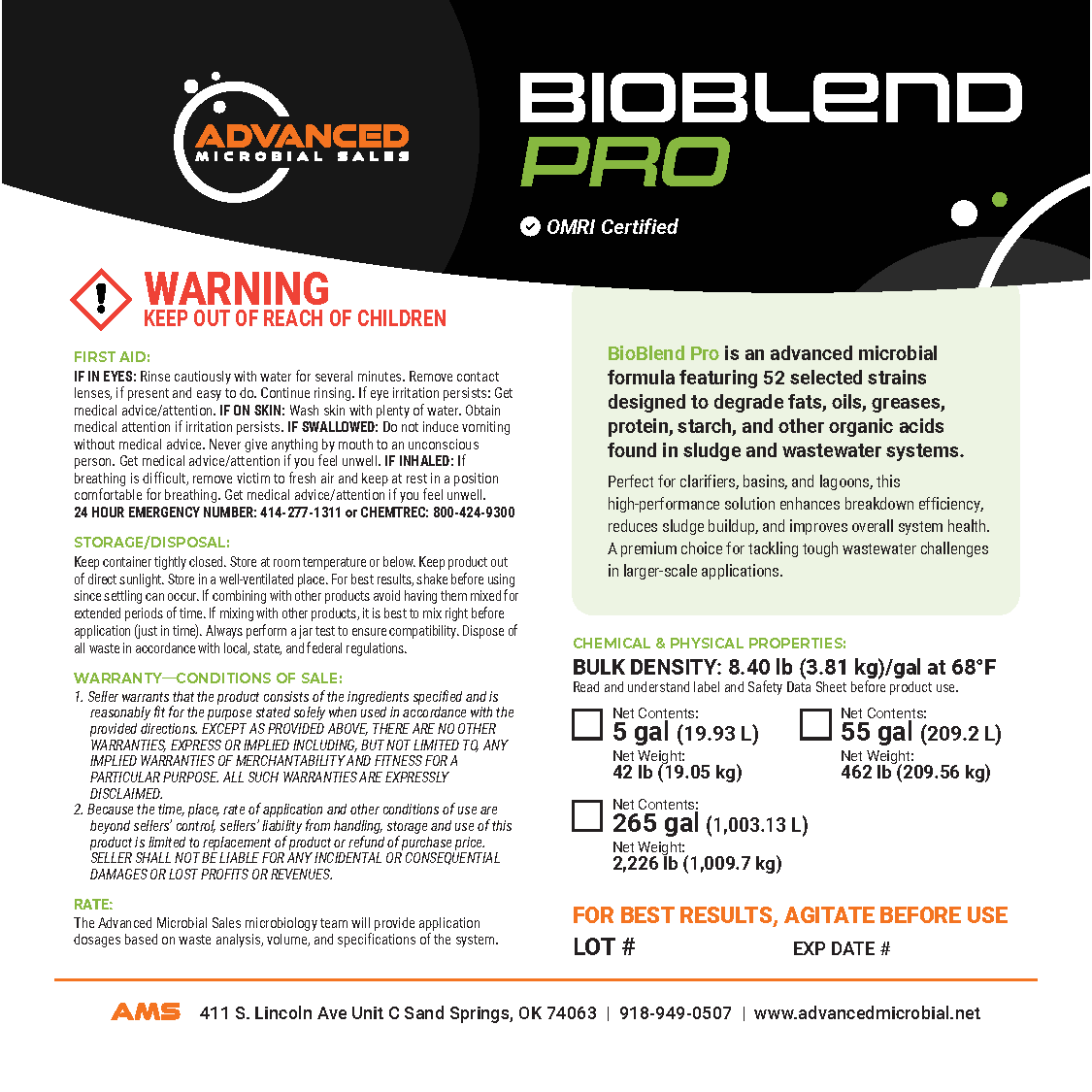 AMS ProductLabel BioBlend Pro
