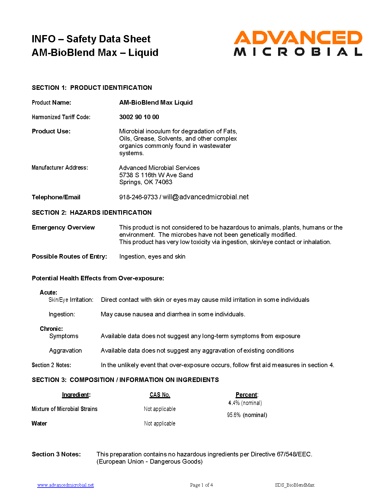 Advanced Microbes 201 Safety Sheet